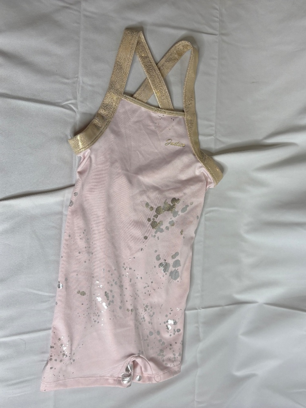 Justice Girls Dance and Gymnastics Biketard  Size M (10) Pink/Gold